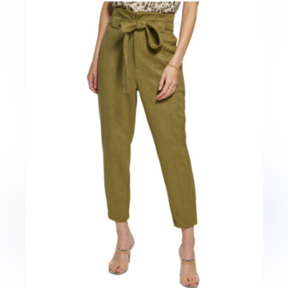 NEW DKNY Womens Trousers Pants with Tie Waist UH2PD202 Olive Green 12P